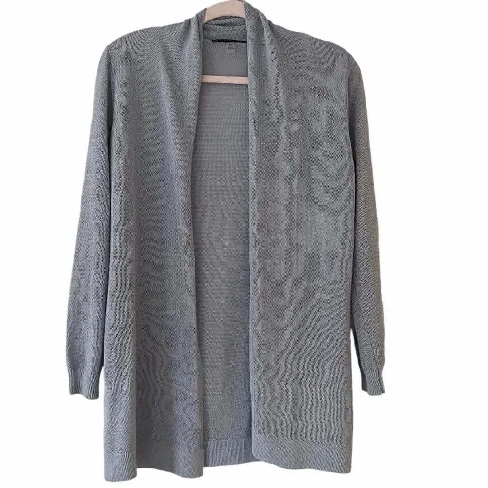 Tahari Pale Blue Lightweight Open Front Cardigan Sweater Size Small